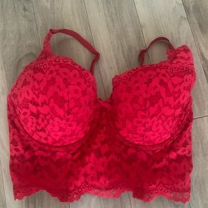 Body by Victoria Demi red bustier bra lace 34DD